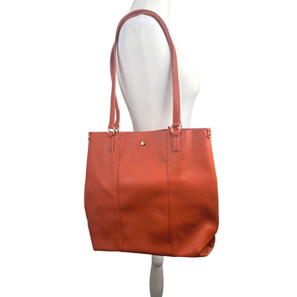Montana West Textured Faux Leather Tote Bag With Detachable Pouch & Gold Accents - Picture 8 of 12